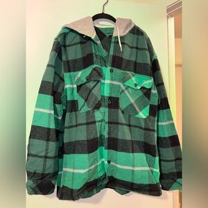 H&M Green and Black Plaid Jacket